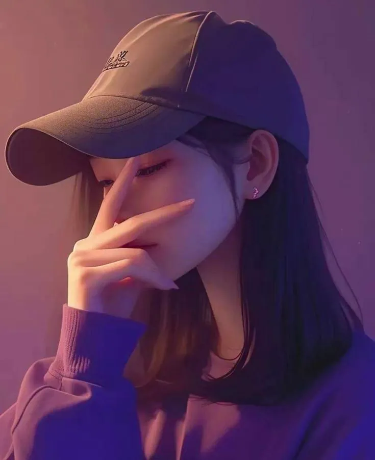 hidden face confident girl cartoon alone cute dp